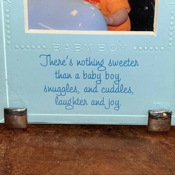 Baby boy picture frame easel display cross charms  nothing sweeter VERY NICE - Picture 4 of 7
